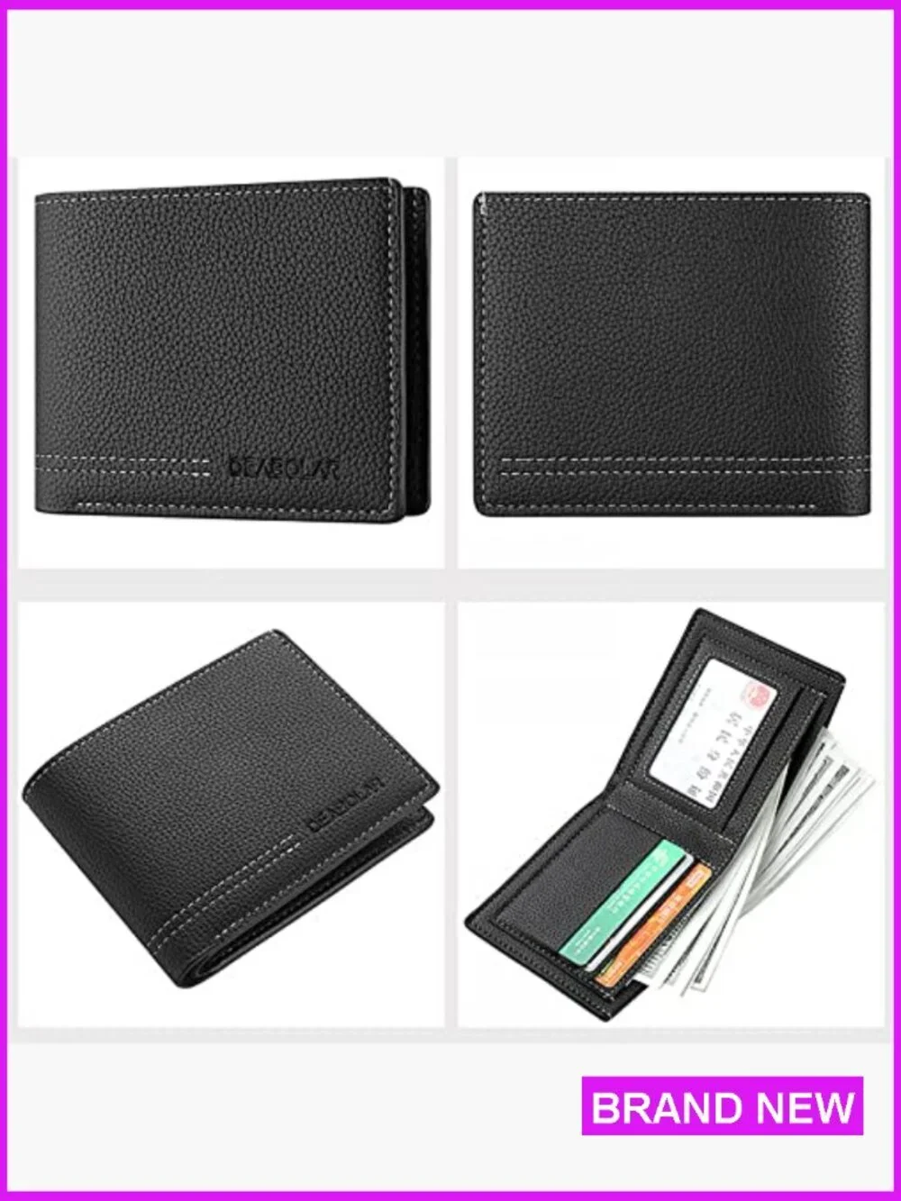 Slim PU Leather Wallet Classic Bifold Design RFID Blocking Travel Essential